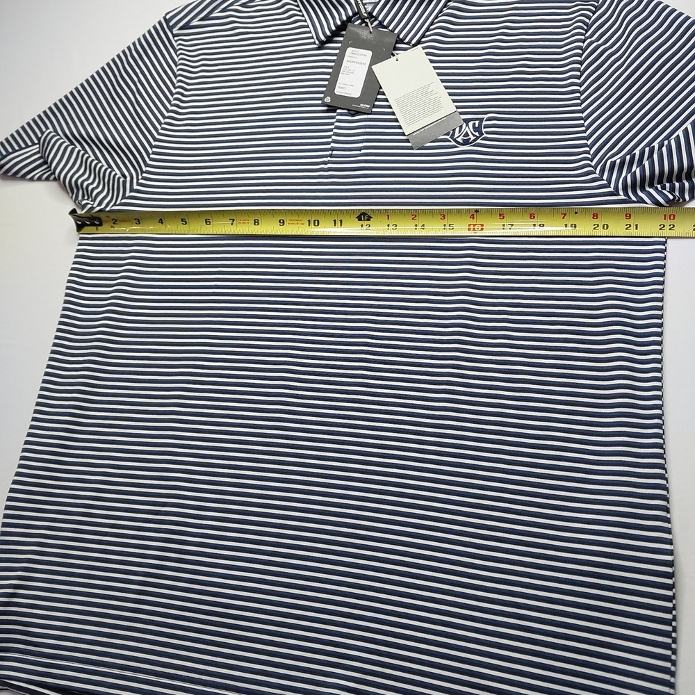 Under Armour Polo Shirt Mens Large UPF 30 Anti Odor Golf Performance Navy Stripe - Picture 7 of 10